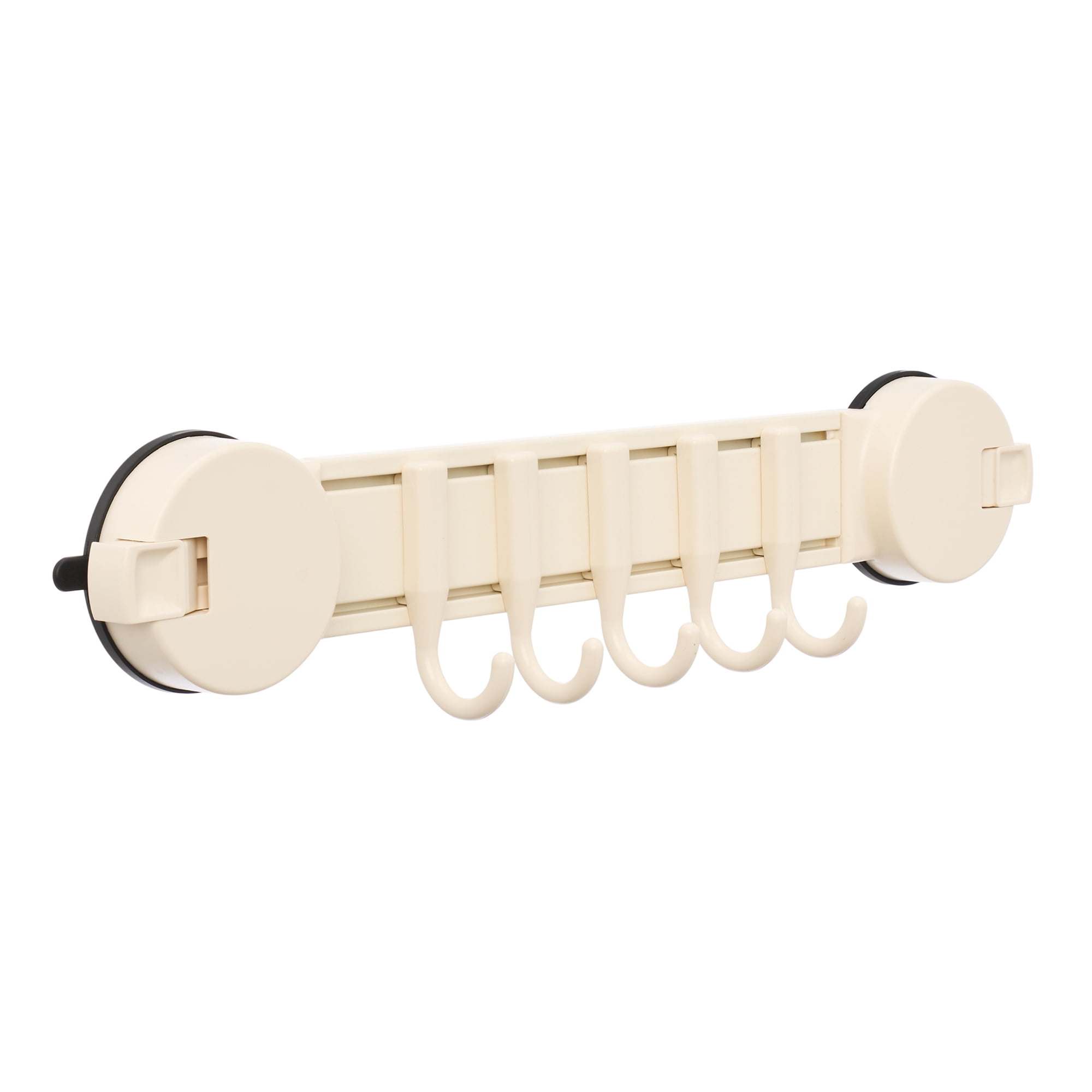 Unique Bargains Coat Rack Wall Mount Suction Cup 5 Hooks for Entryway Bathroom White