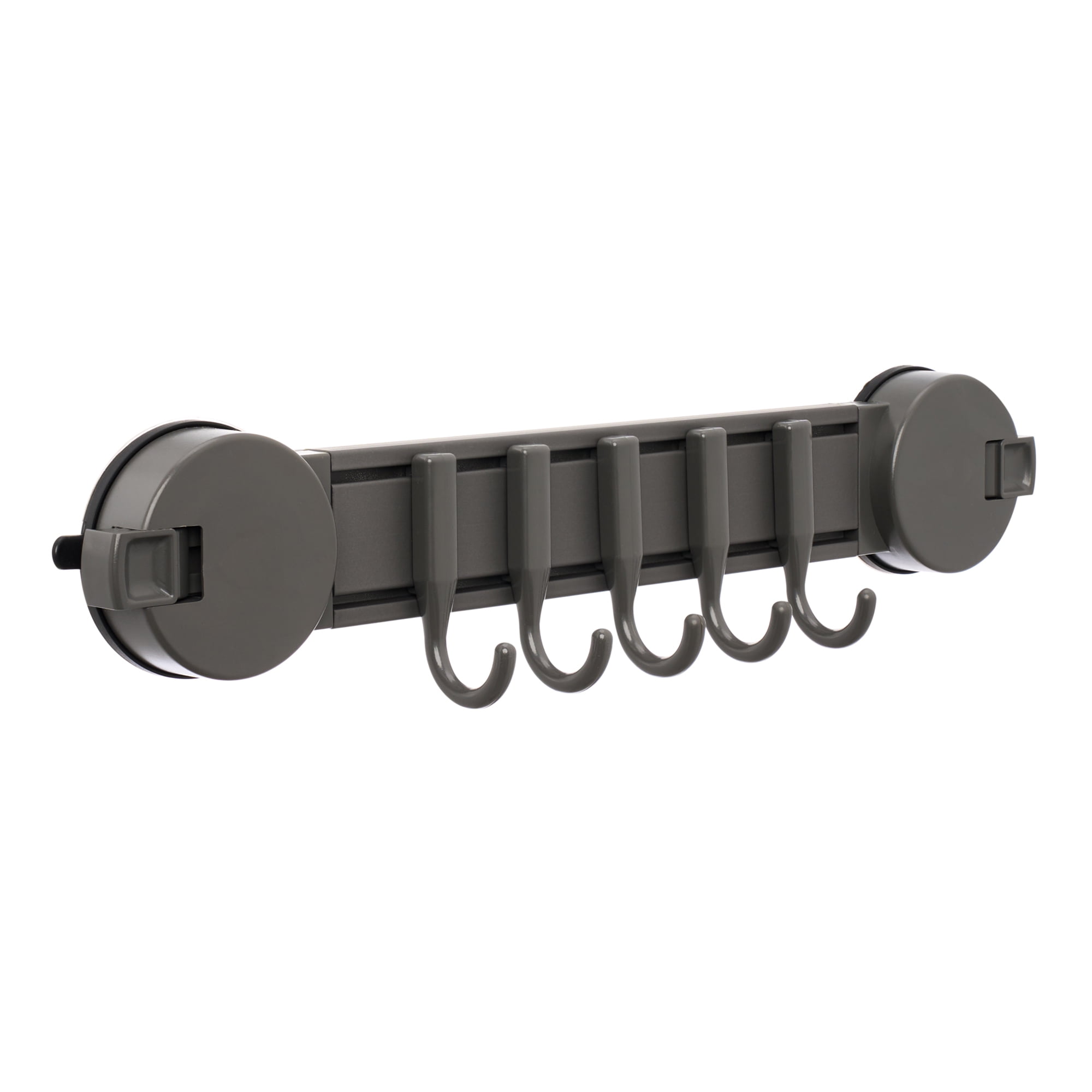 Unique Bargains Coat Rack Wall Mount Suction Cup 5 Hooks for Entryway Bathroom gray