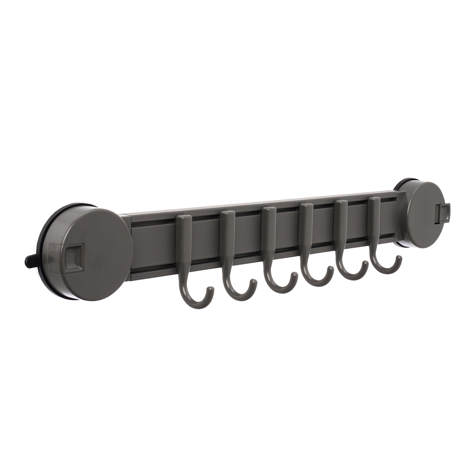 Unique Bargains Coat Rack Wall Mount Suction Cup 6 Hooks for Entryway Gunmetal gray