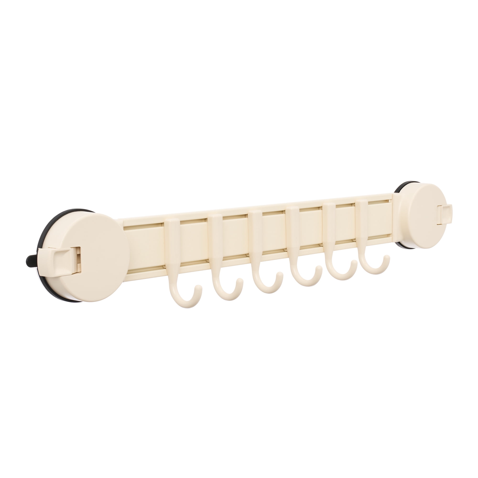 Unique Bargains Coat Rack Wall Mount Suction Cup 6 Hooks for Entryway Milk White