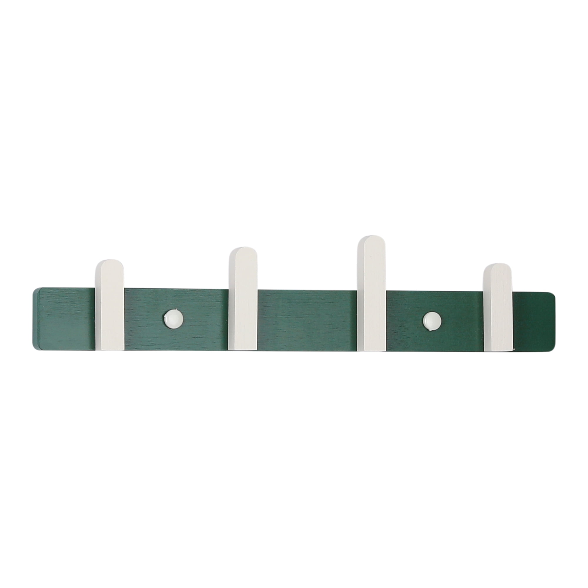 Unique Bargains Coat Rack Wall Mount Wood Coat Hook for Hanging w 4 Hooks Hat Rack Green
