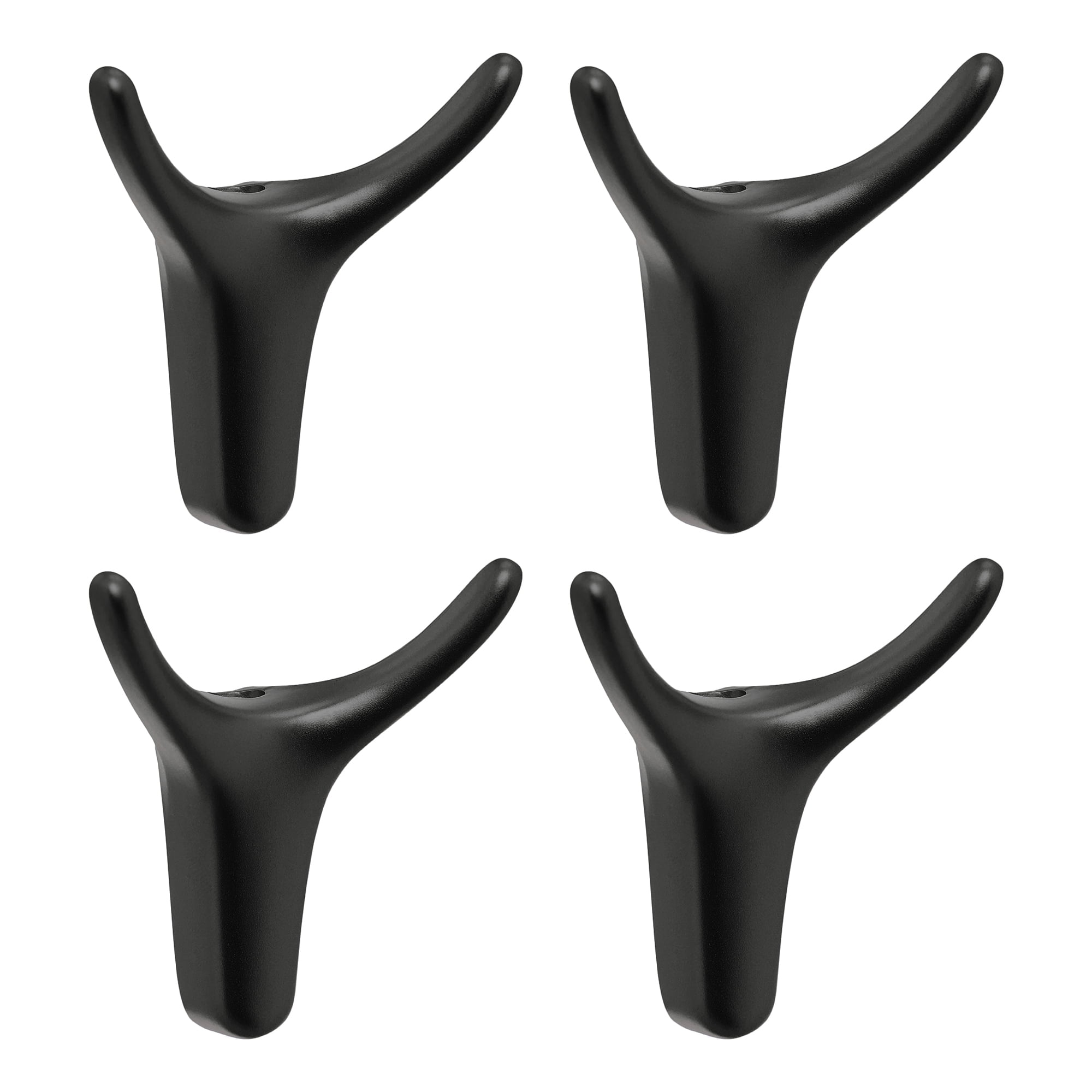 Unique Bargains Coat Rack Wall Mount Zinc 4 Hooks Rack Single Hook for Entryway Black