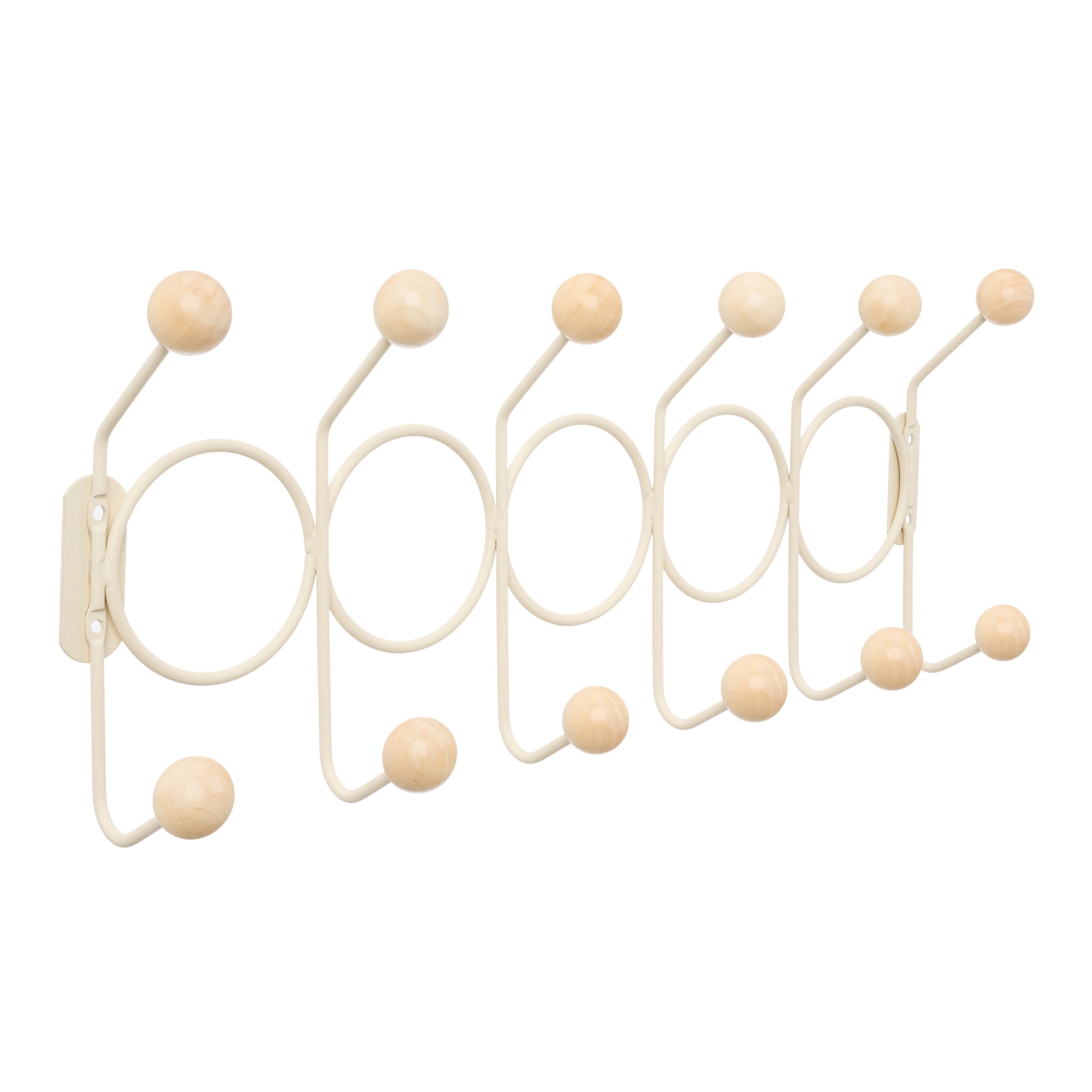 Unique Bargains Coat Rack Wall Mount with 12 Hooks for Entryway Bathroom Beige 43.5"x16.5"