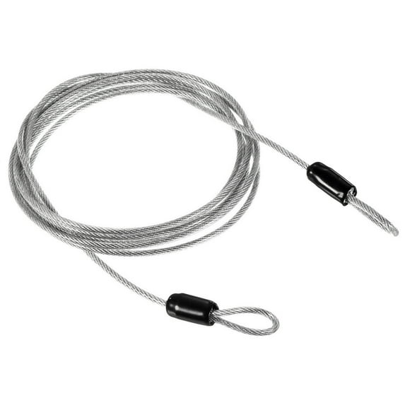 Unique Bargains Coated Security Steel Cable Lock Wire Rope Double Loop Transparent 2.5mmx2m