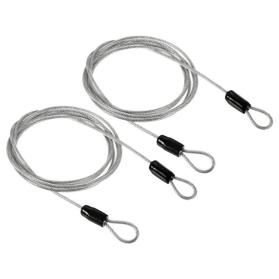 Unique Bargains Coated Security Steel Cable Luggage Lock Rope Double Loop 2pcs Transparent