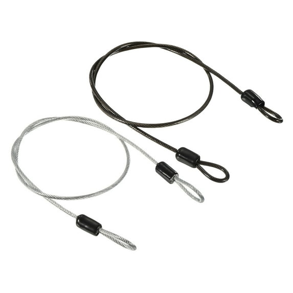 Unique Bargains Coated Security Steel Cable Luggage Lock Wire Rope Double Loop Clear,Black