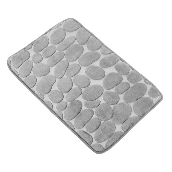 Unique Bargains Cobblestone Pattern Bathroom Rugs Polyester Bath Mat Machine Washable Gray 80x50cm