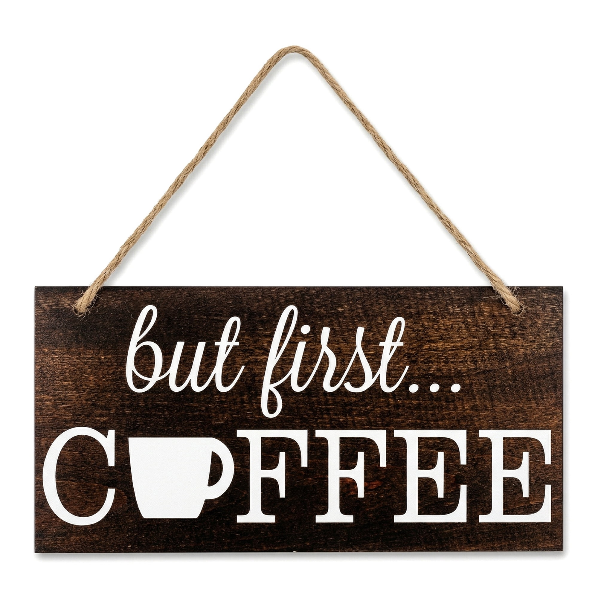 Unique Bargains Coffee Bar Sign Station Decor Rustic Wood Hanging Plaque Style H 3.9in