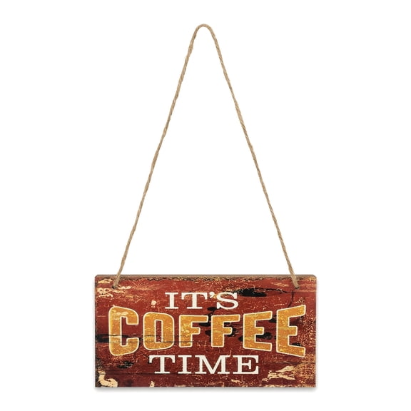 Unique Bargains Coffee Bar Sign Station Decor Rustic Wood Hanging Plaque Style J 3.9in