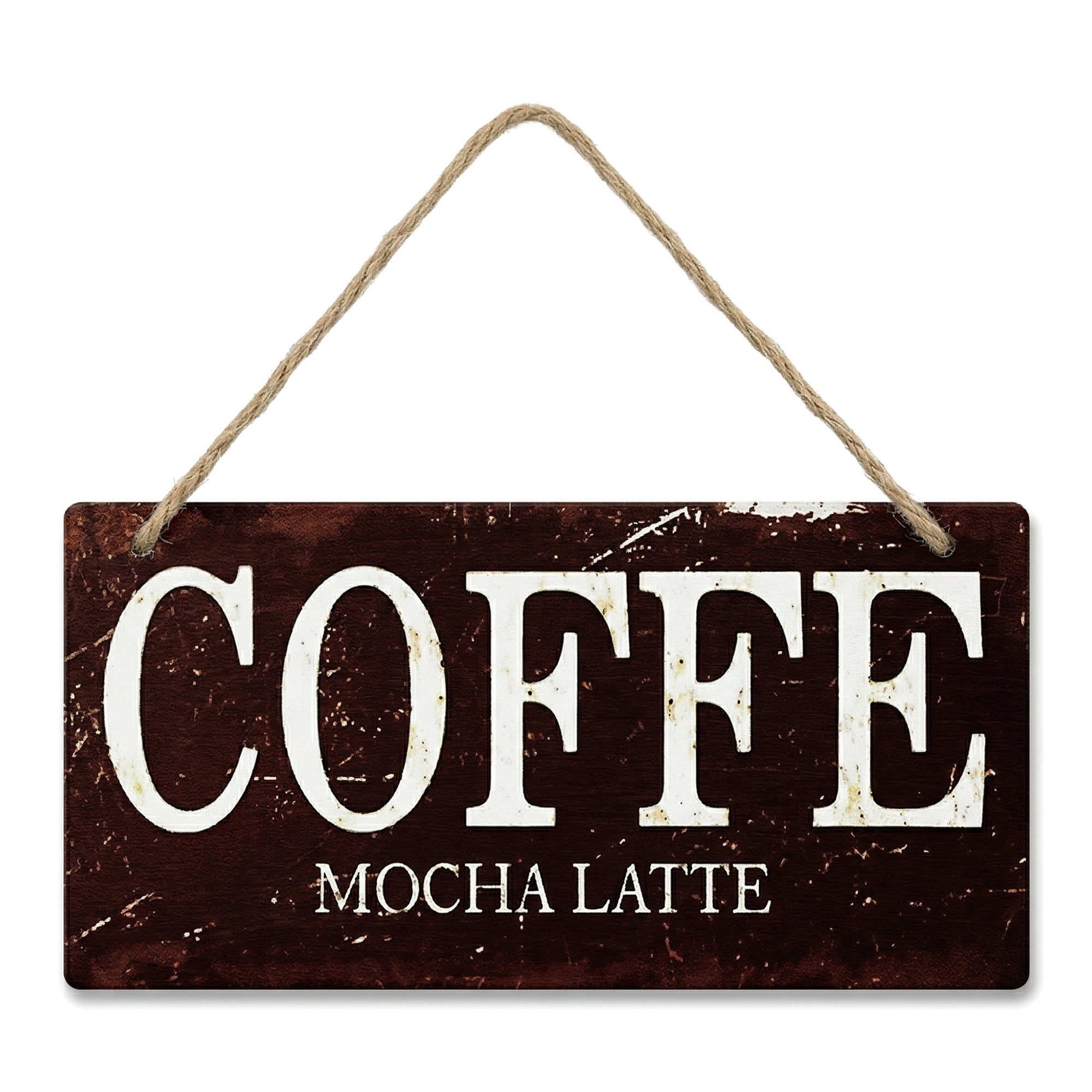 Unique Bargains Coffee Bar Sign Station Decor Rustic Wood Hanging Plaque Style K 3.9in