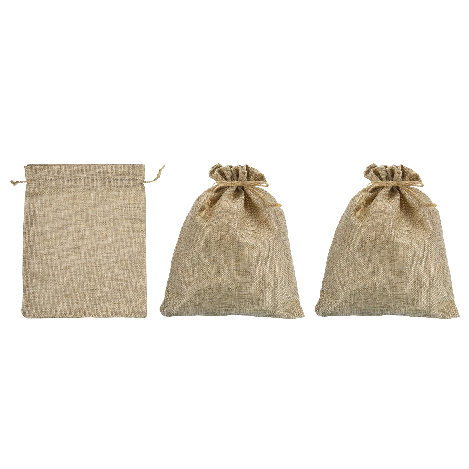 Unique Bargains Coin Money Sacks Bag with Drawstring Closure Beige 10" x 8"