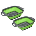 thumbnail image 1 of Unique Bargains Collapsible Colander Set, 2 Pcs Silicone Square Foldable Strainer for Pasta, Vegetables, Fruits - Green Large, 1 of 5