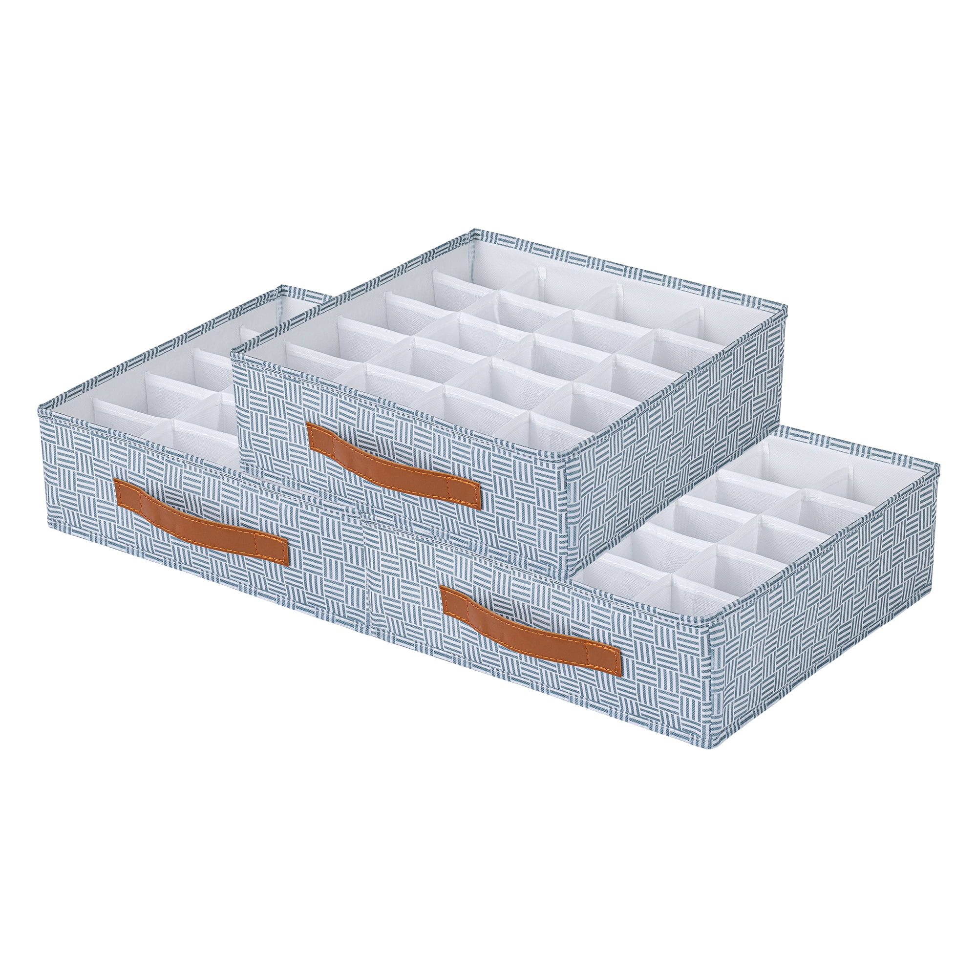 Unique Bargains Collapsible Fabric Storage Bin for Closet Light Blue-20 grid