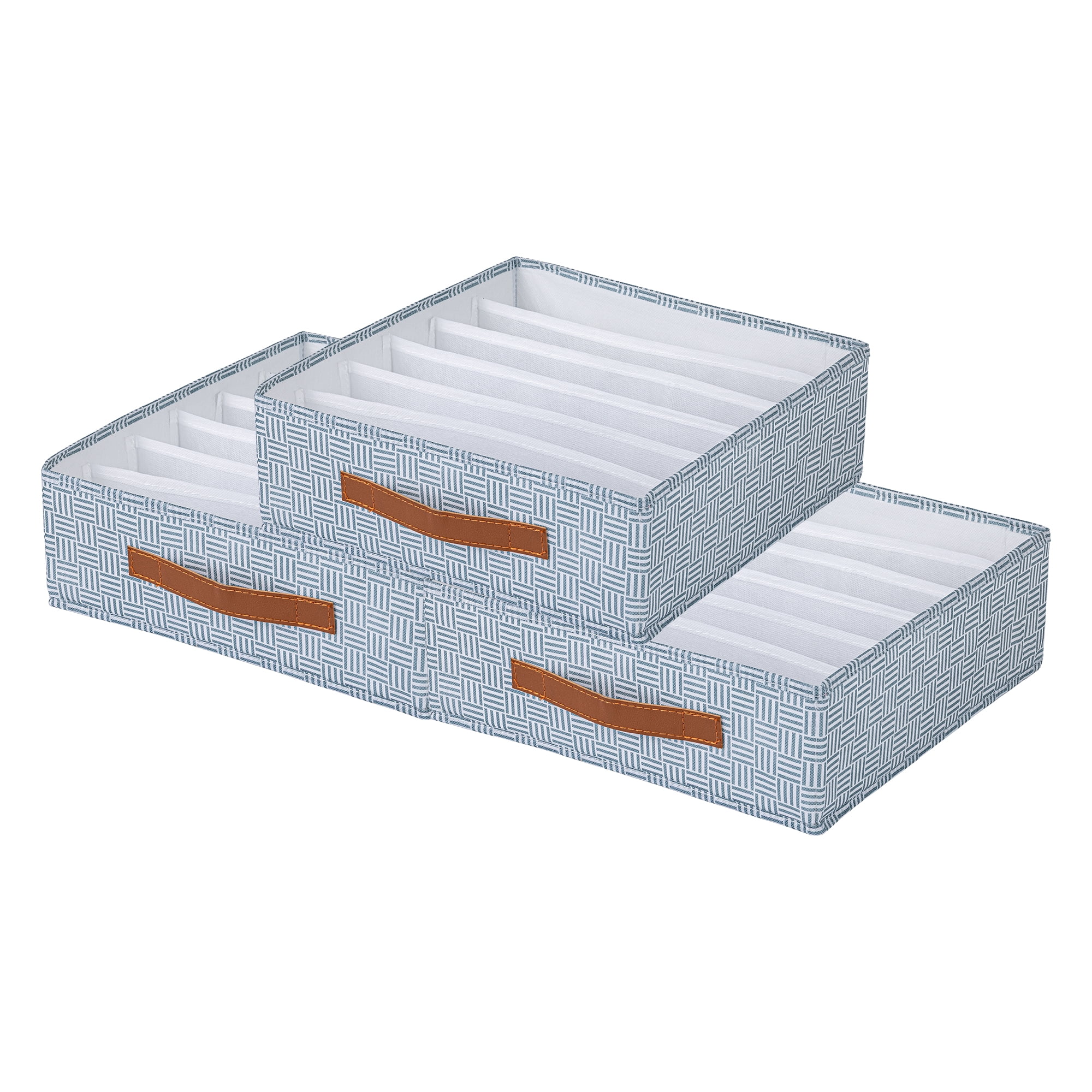 Unique Bargains Collapsible Fabric Storage Bin for Closet Light Blue-6 grid