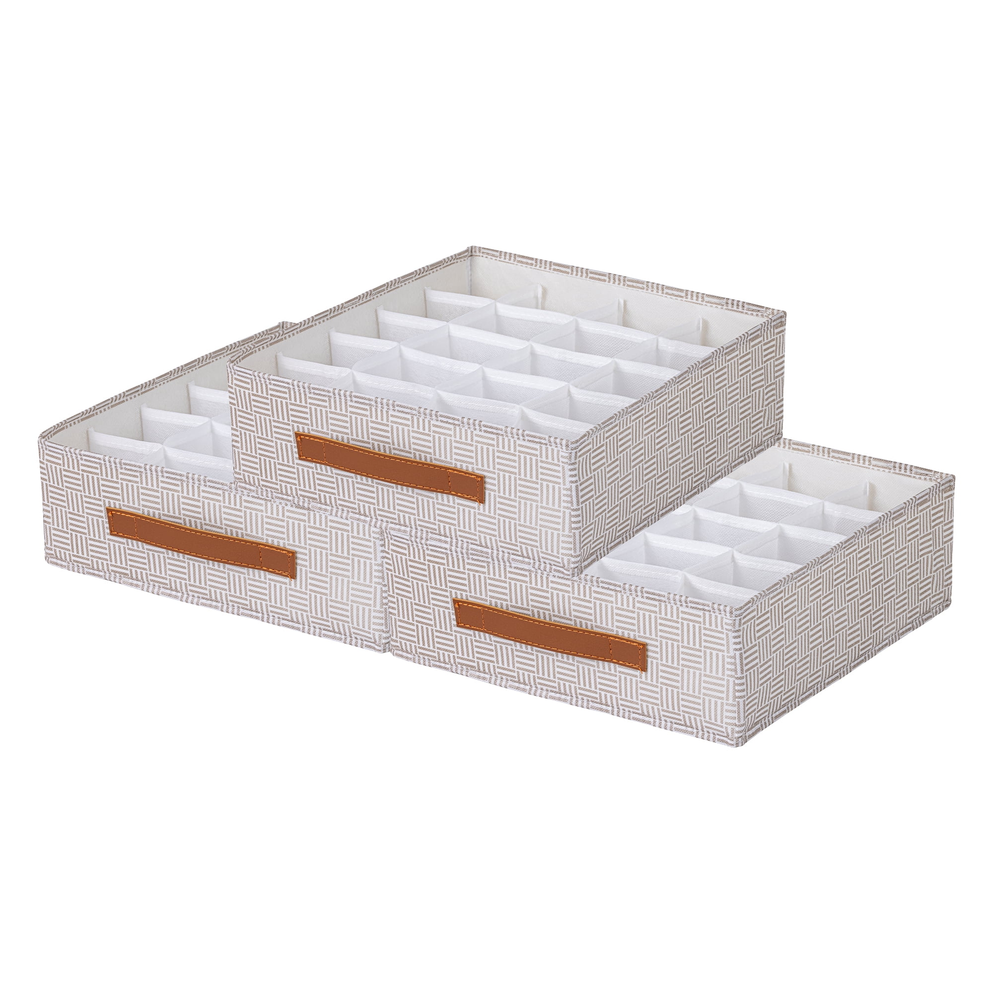 Unique Bargains Collapsible Fabric Storage Bin for Closet Light Coffee-20 grid