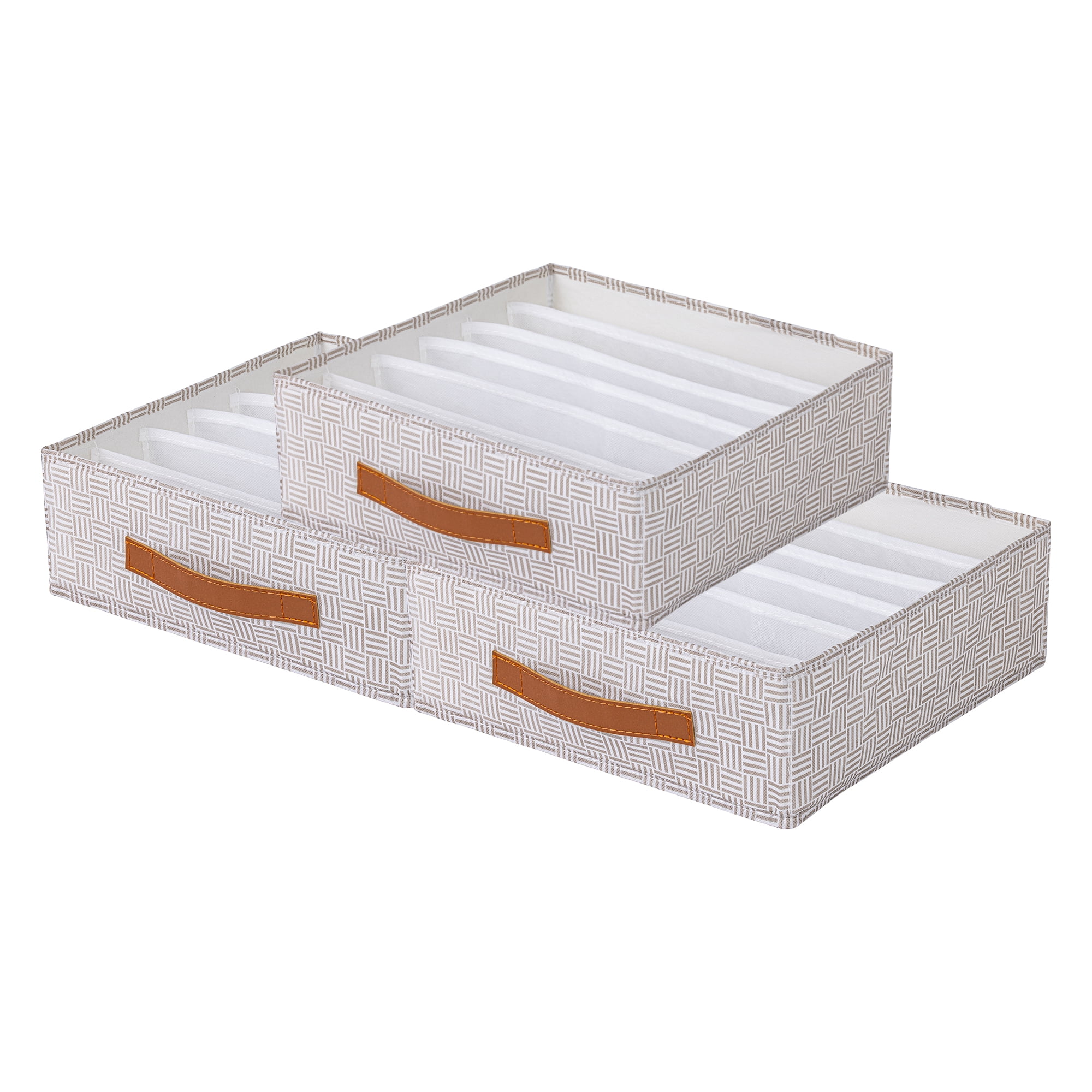 Unique Bargains Collapsible Fabric Storage Bin for Closet Light Coffee-6 grid