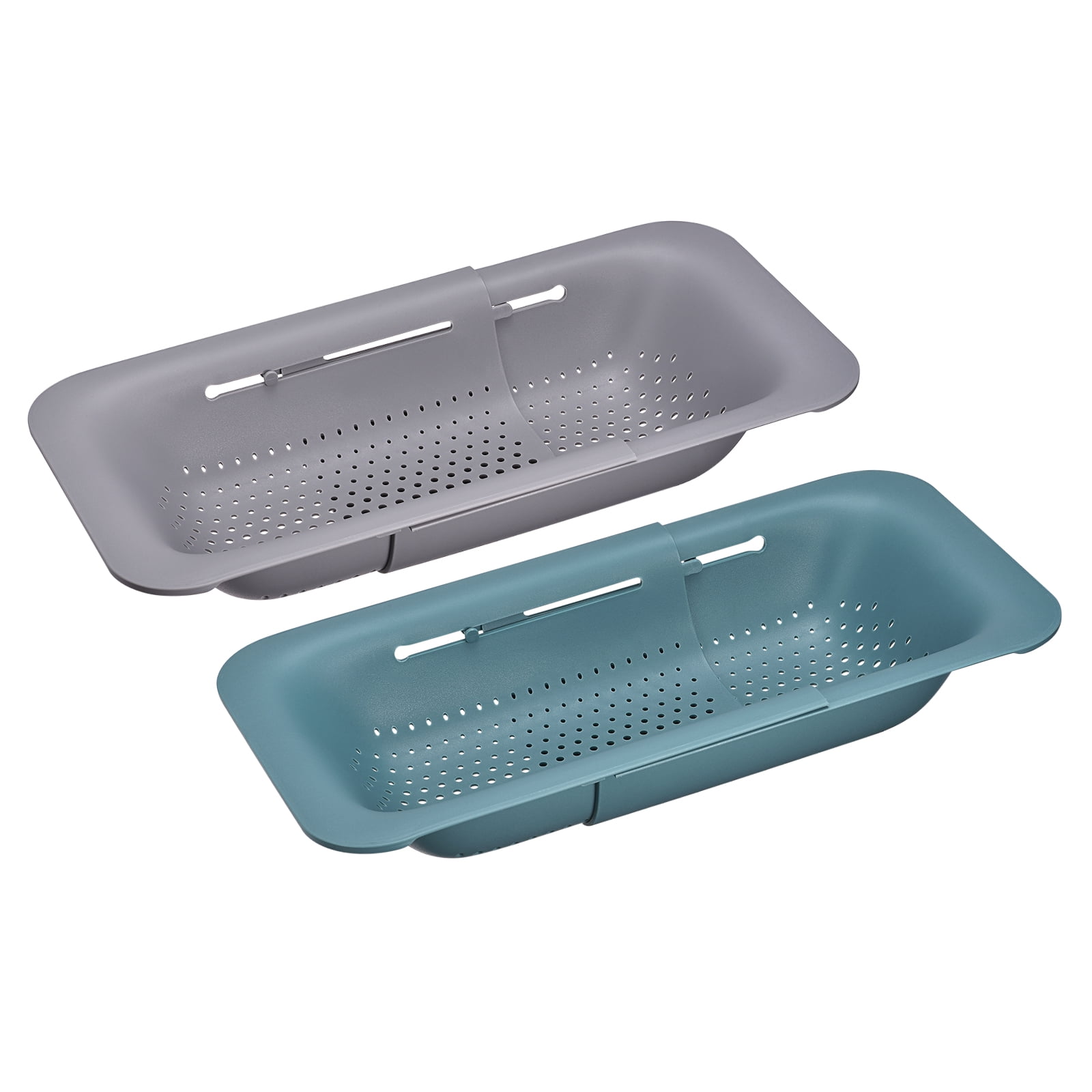 Unique Bargains Collapsible Food Colander Kitchen Plastic Basket for Food 2 Pcs Gray, Green