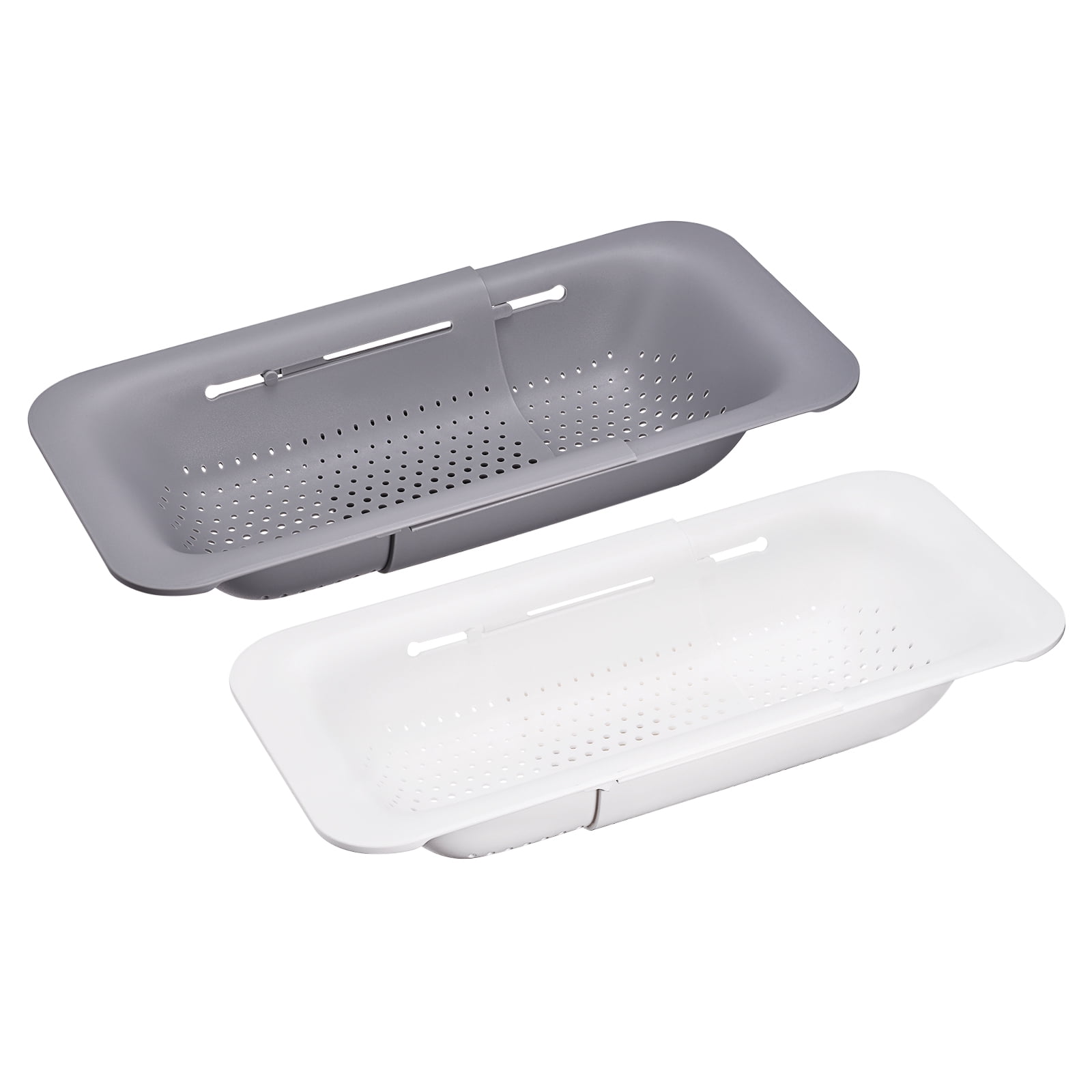 Unique Bargains Collapsible Food Colander Kitchen Plastic Basket for Food 2 Pcs Gray, White