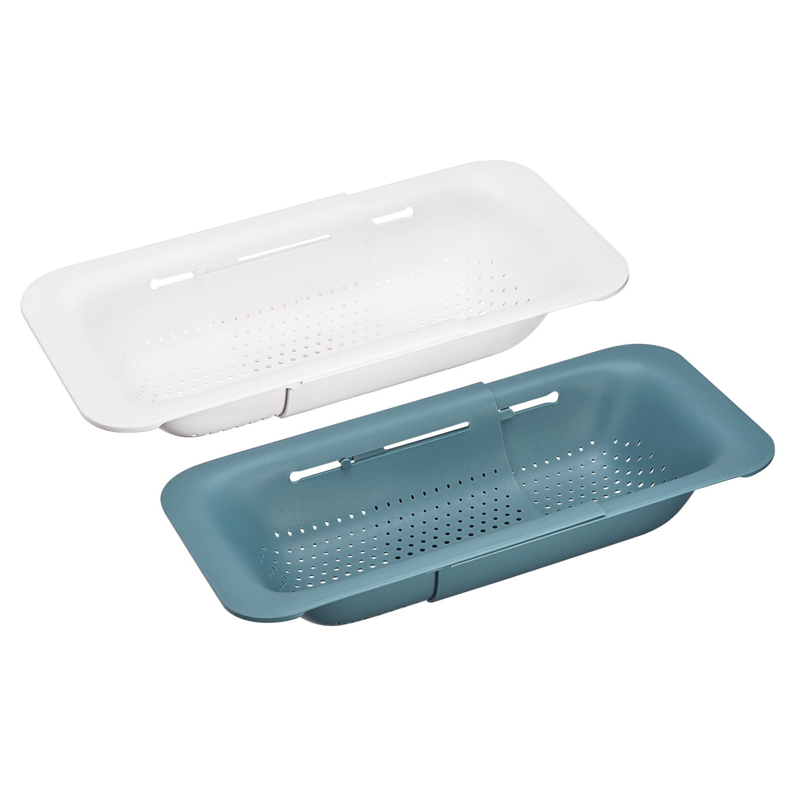 Unique Bargains Collapsible Food Colander Kitchen Plastic Basket for Food 2 Pcs White, Green