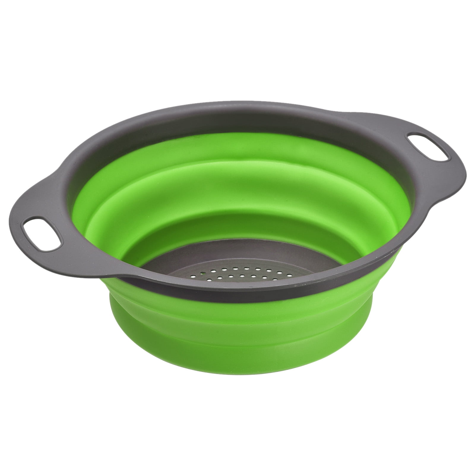 Unique Bargains Collapsible Food Colander Silicone Round Foldable Strainer Green