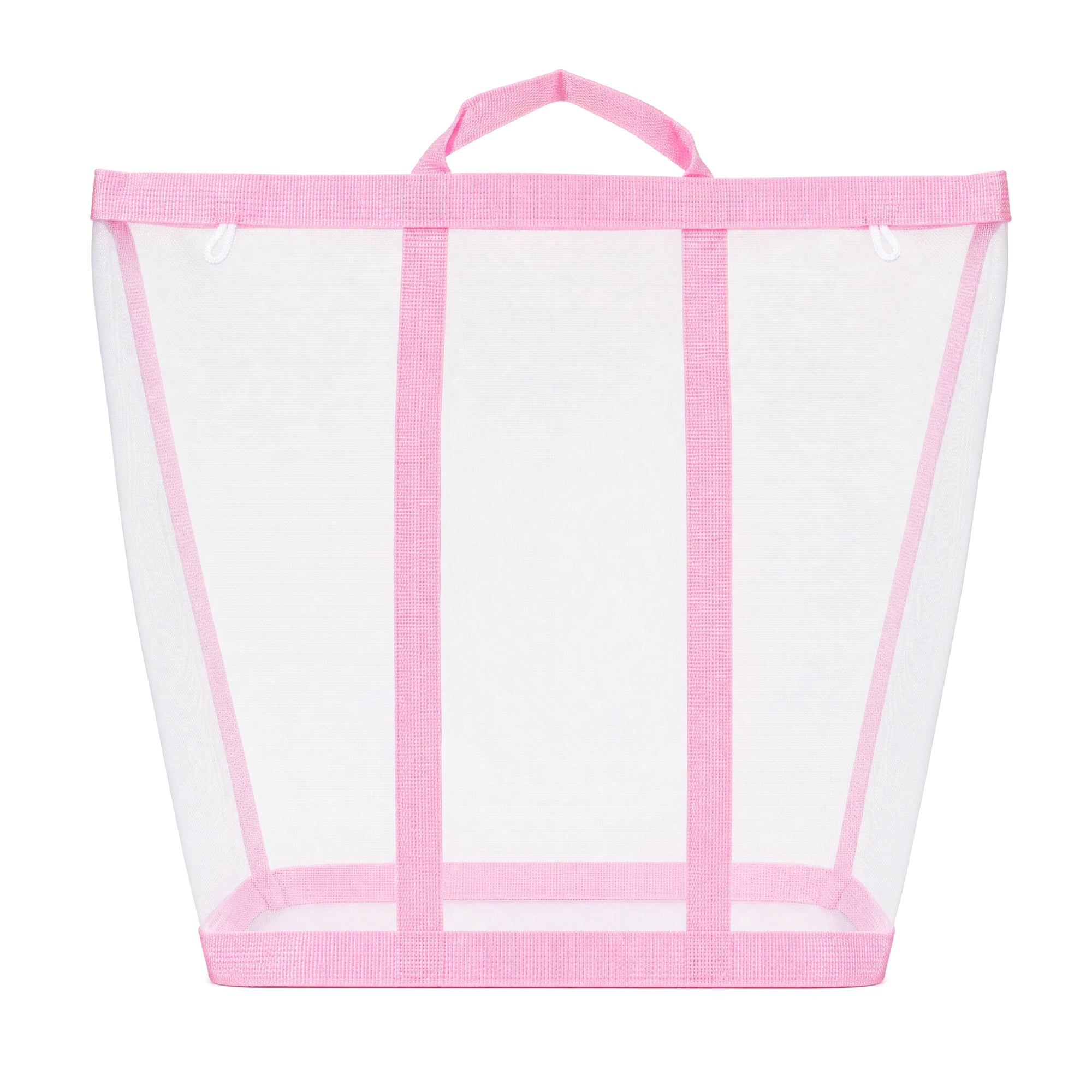 Unique Bargains Collapsible Polyester Laundry Hamper for Travel Use 15.7"x10.2" Pink