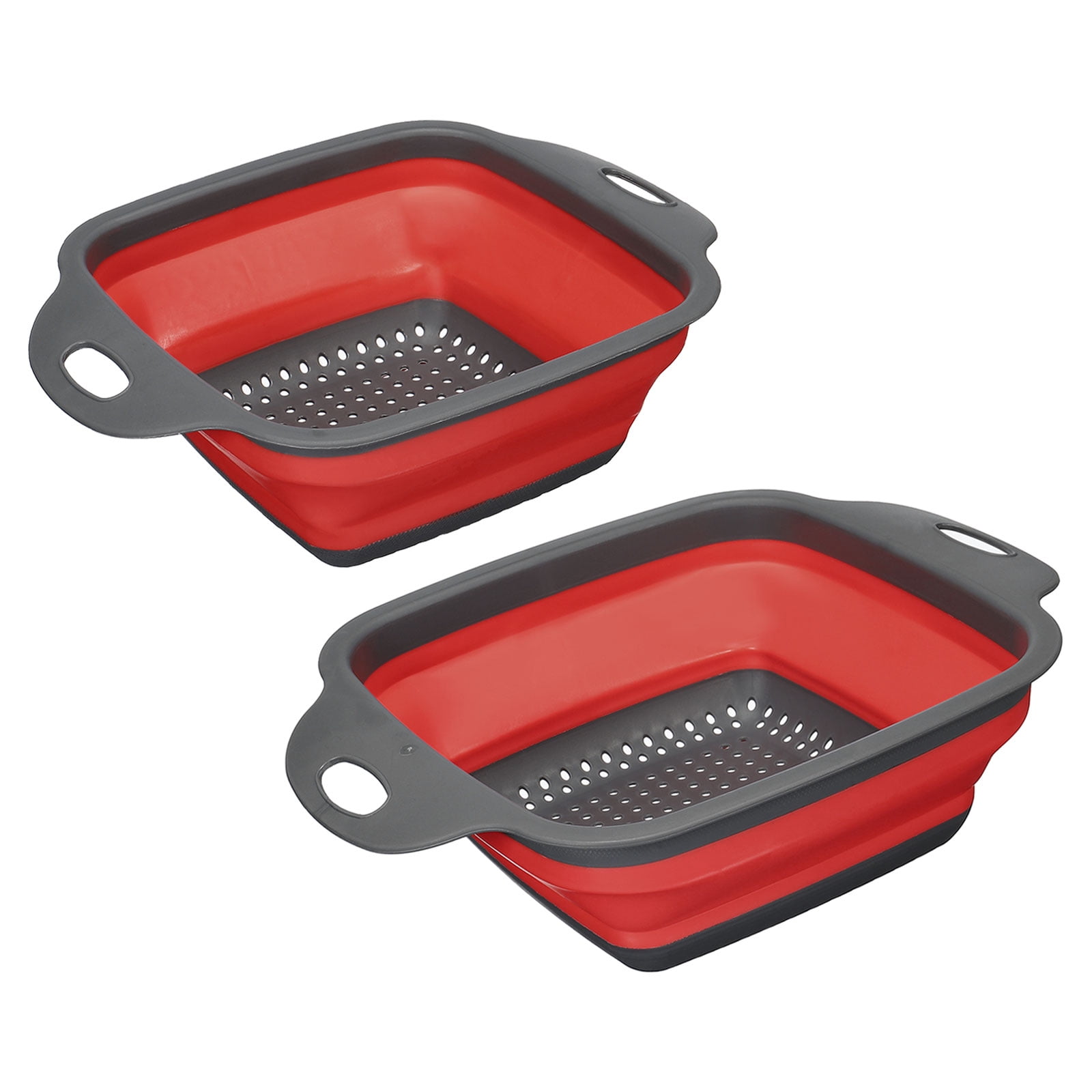 Unique Bargains Collapsible Silicone Colander for Veggies Fruits Red