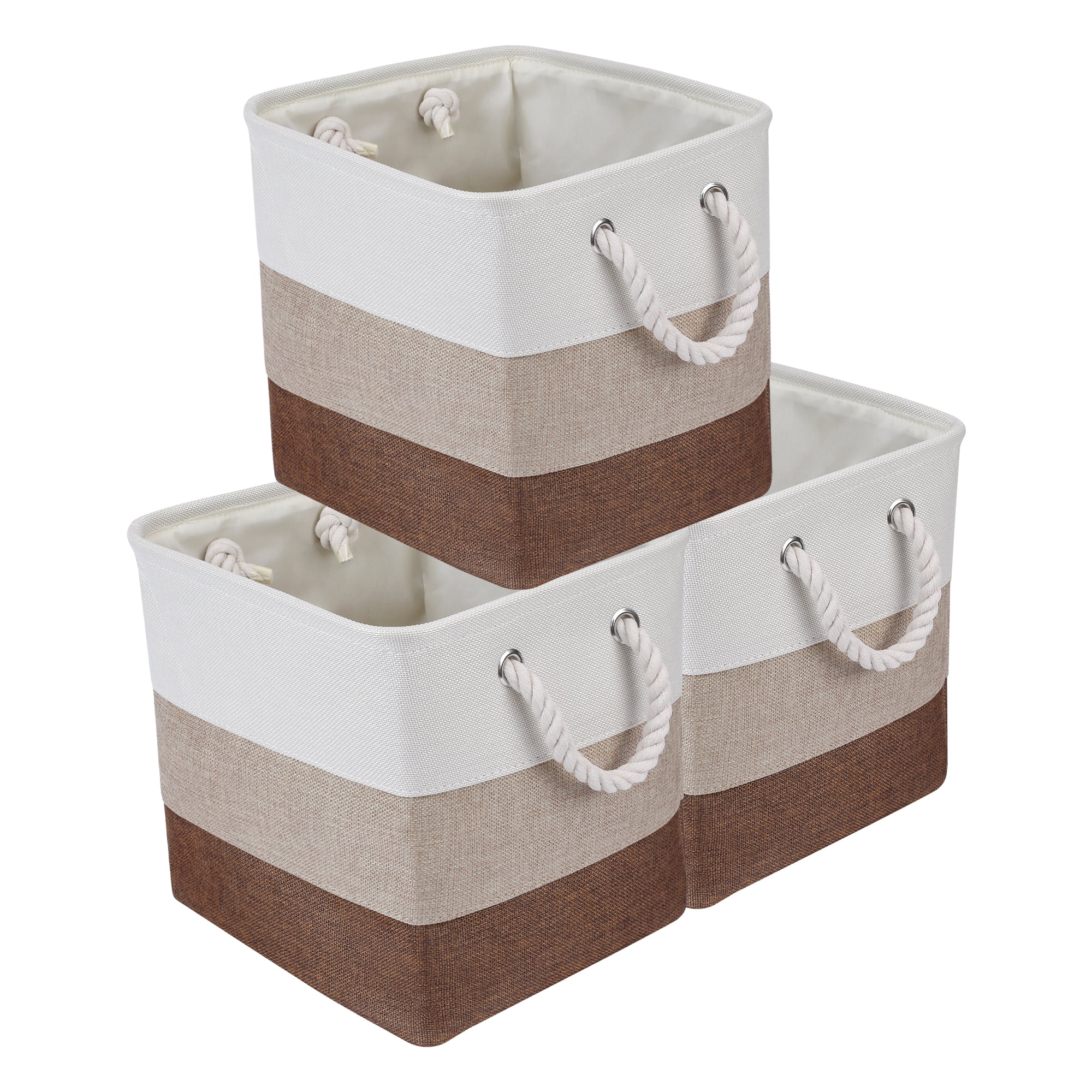 Unique Bargains Collapsible Storage Basket for Closet Organizers Khaki 11"x11"x11"