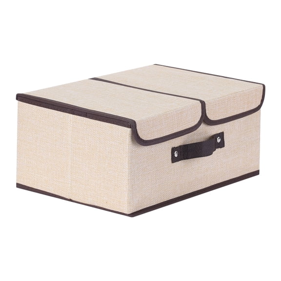Unique Bargains Collapsible Storage Bin Basket with Handle for Shelves Organization Beige