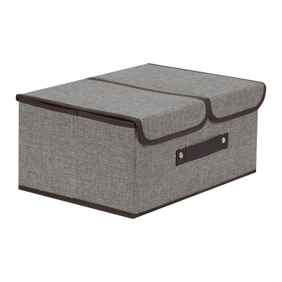 Unique Bargains Collapsible Storage Bin Basket with Handle for Shelves Organization Grey