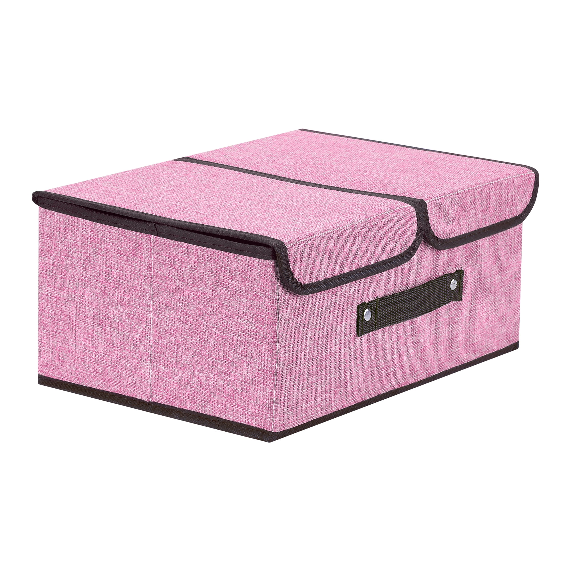 Unique Bargains Collapsible Storage Bin Basket with Handle for Shelves Organization Pink