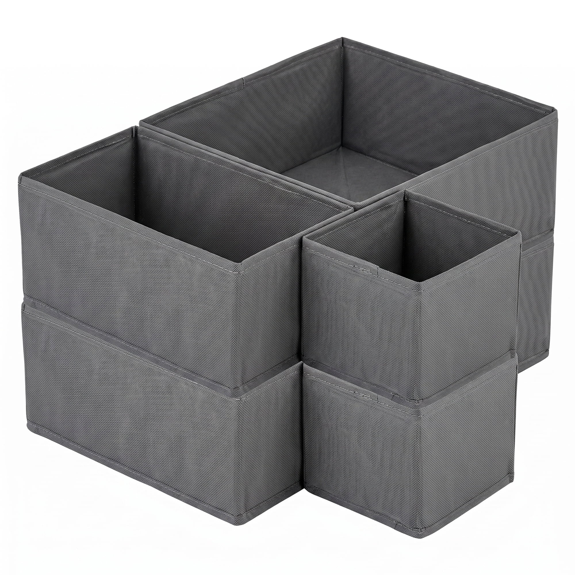 Unique Bargains Collapsible Storage Bin with Zipper for Shelves Closet Dark Gray 6PCS
