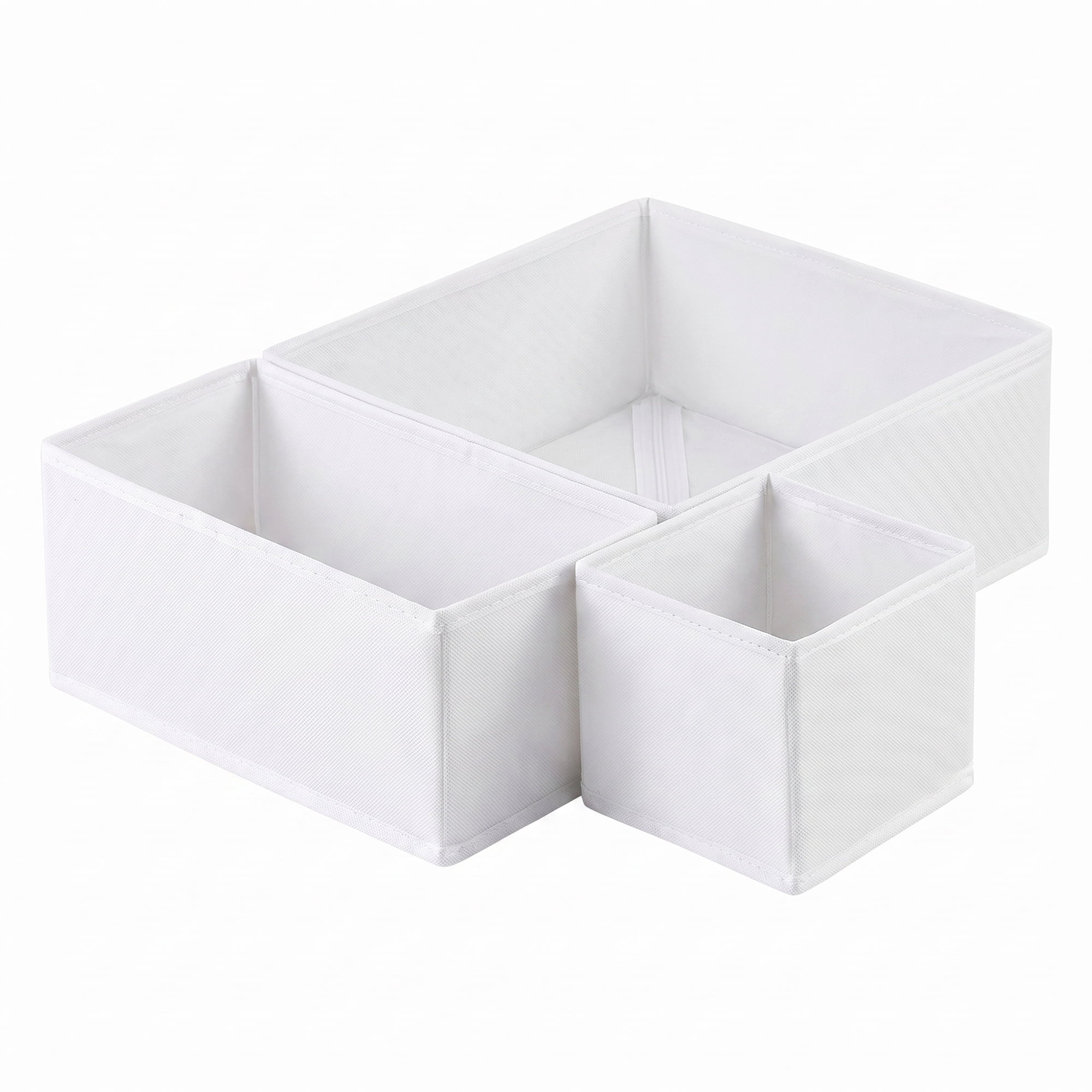 Unique Bargains Collapsible Storage Bin with Zipper for Shelves Closet White 3PCS