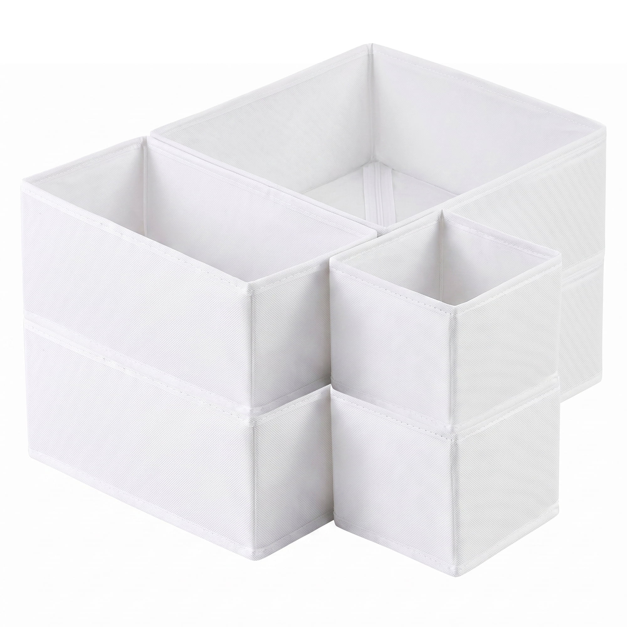 Unique Bargains Collapsible Storage Bin with Zipper for Shelves Closet White 6PCS