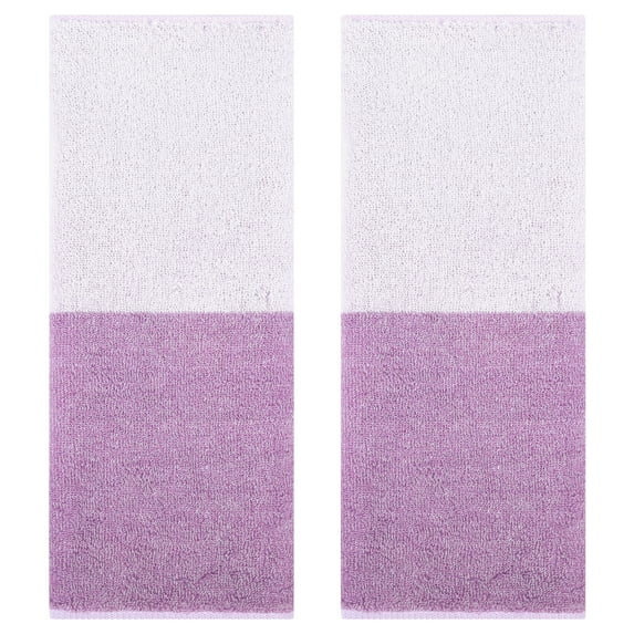 Unique Bargains Color Block Decorative Hand Towel Set Purple 2-Piece