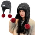 thumbnail image 1 of Unique Bargains Color Block Knit Hat Soft Thick Cold Weather Hats Black, Gray, 1 of 7