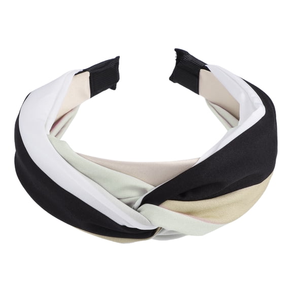 Unique Bargains Color Block Knotted Wide Headband Fashion Hair Accessories for Women Black Gray 1.57" Width