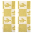 thumbnail image 1 of Unique Bargains Color Block Plaid Cotton Bathroom Hand Towels Yellow-Coconut Tree 2-Piece, 1 of 5