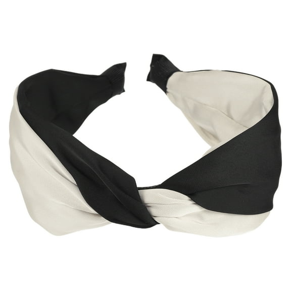 Unique Bargains Color Block Satin Wide Headband Fashion Hair Accessories for Women Black White 1.97" Width