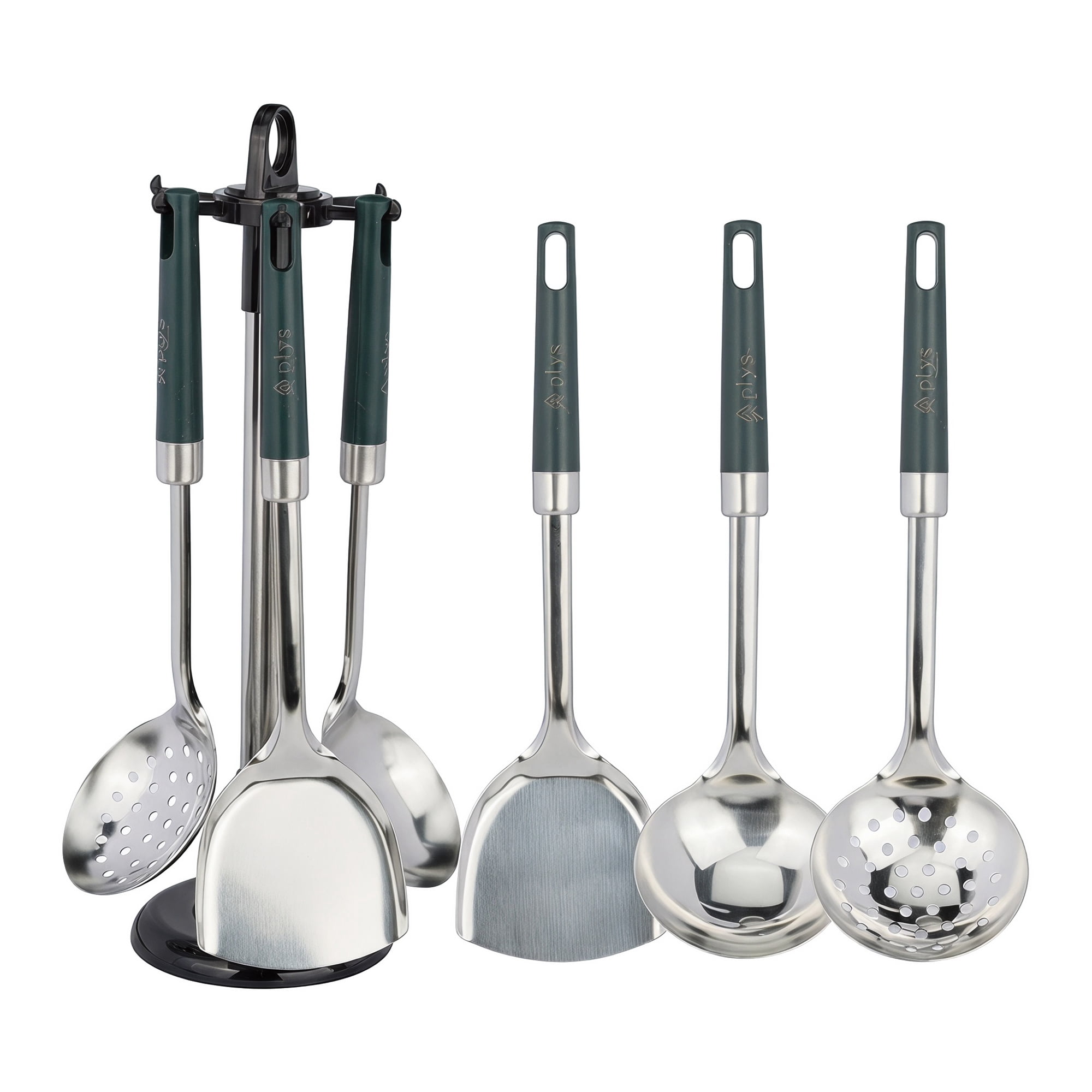 Unique Bargains Color-Blocking Cooking Utensil Set for Home and Gift Green-Silver 4pcs