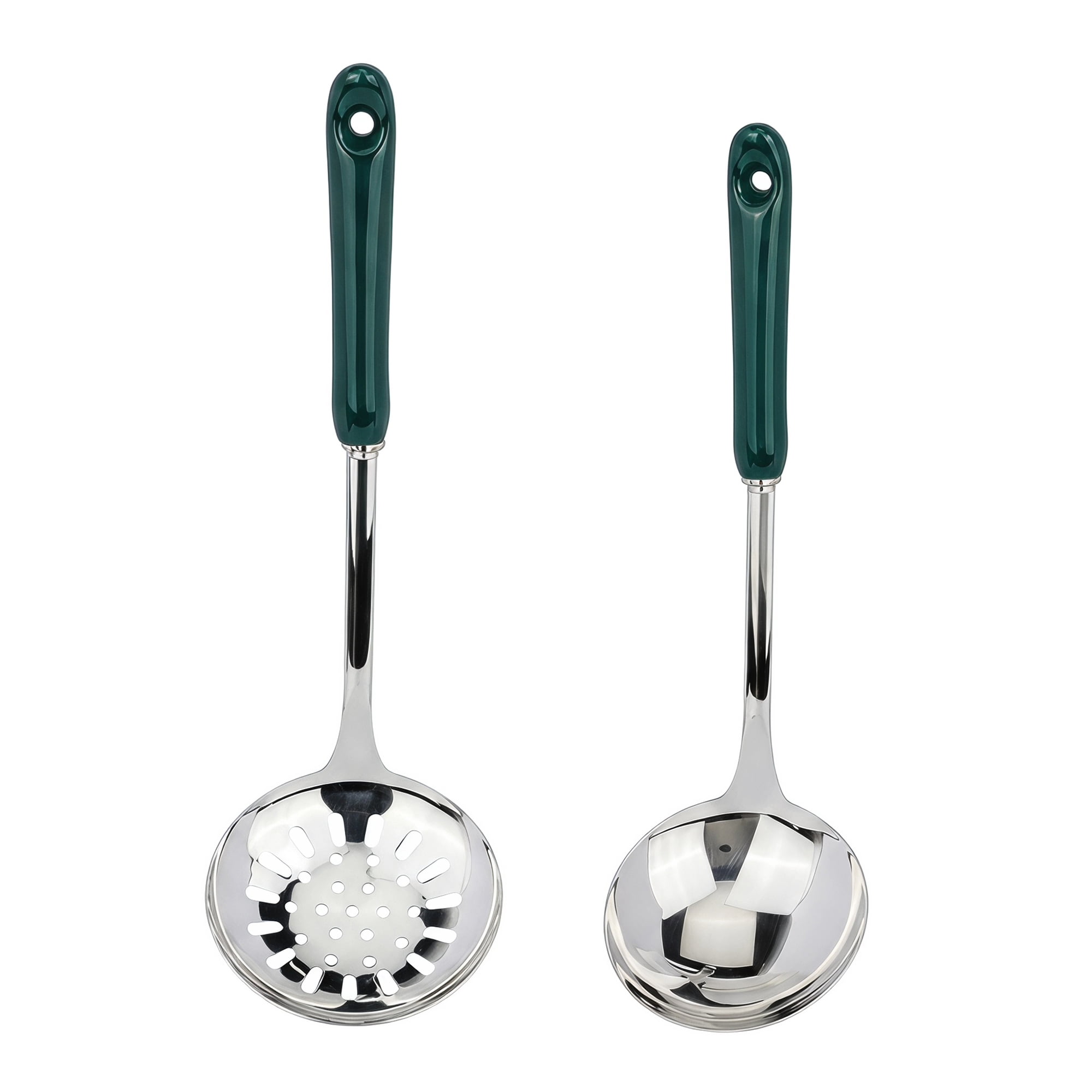 Unique Bargains Color-blocked Kitchen Utensil Set for Home Cooking Green-Silver A 2pcs