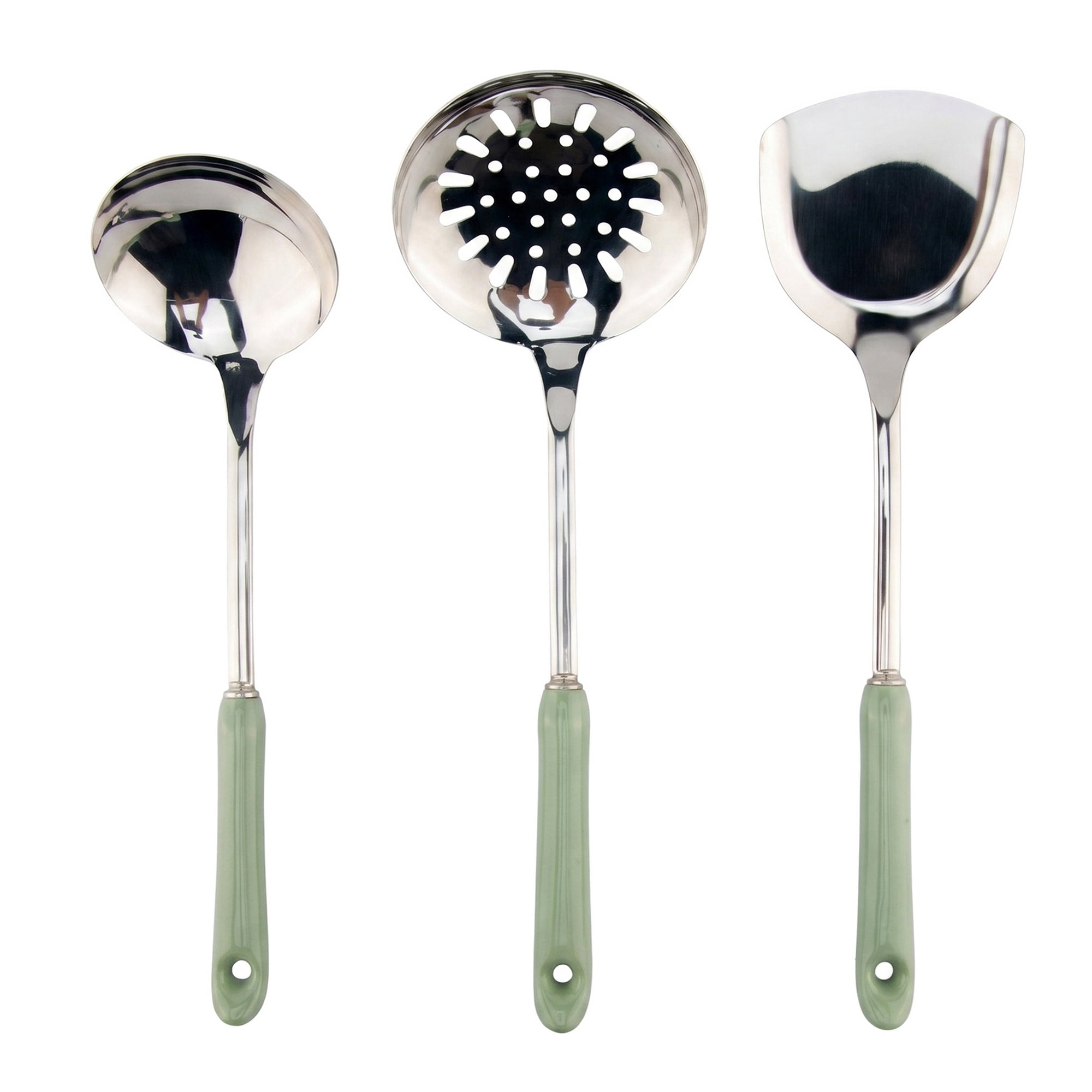 Unique Bargains Color-blocked Kitchen Utensil Set for Home Cooking Green-Silver B 3pcs