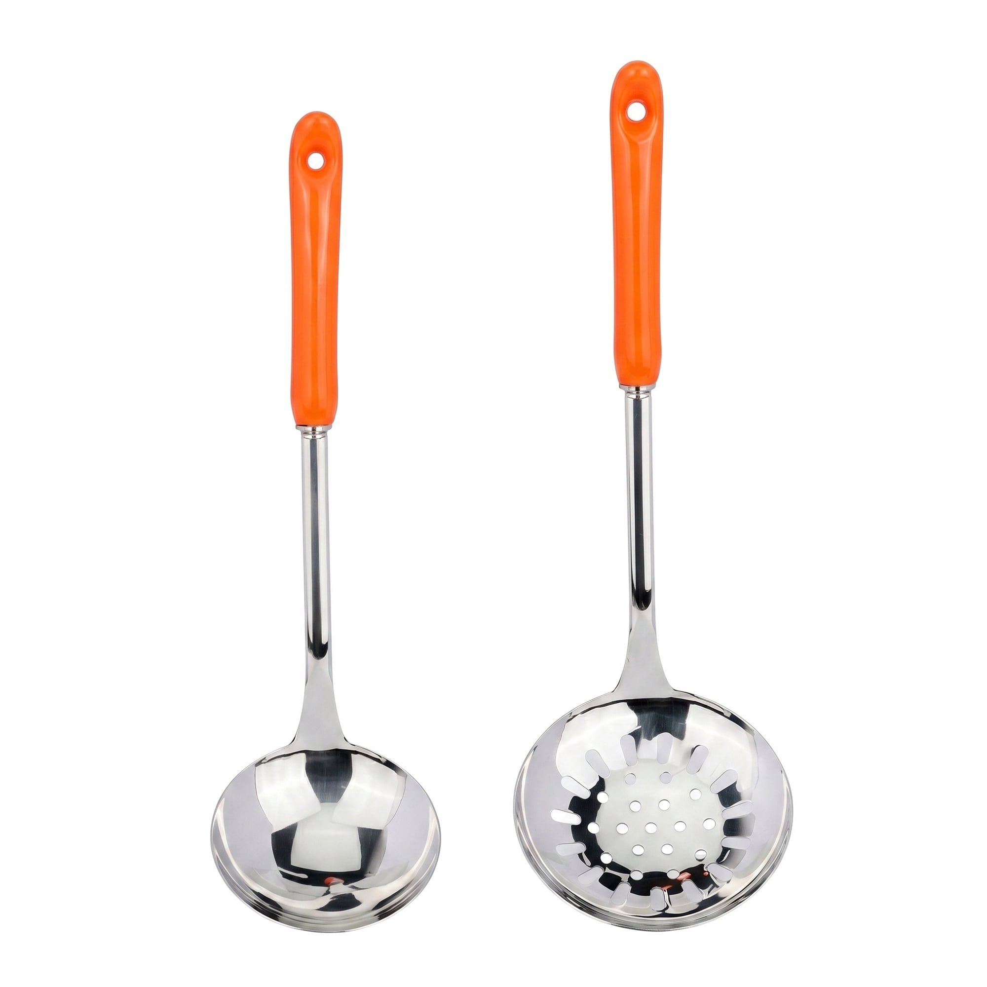 Unique Bargains Color-blocked Kitchen Utensil Set for Home Cooking Orange-Silver A 2pcs