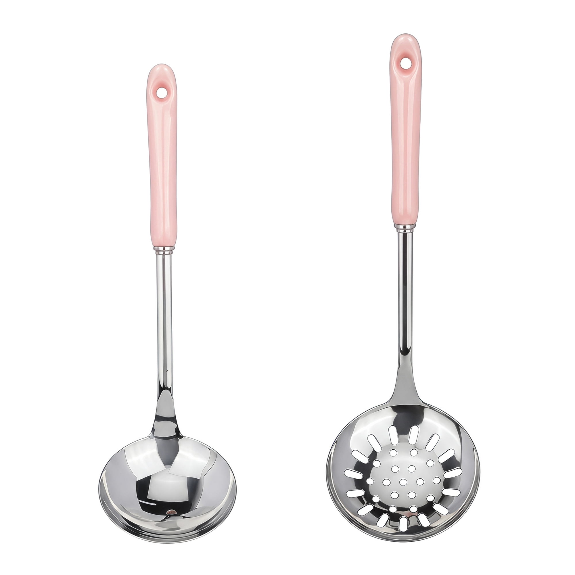 Unique Bargains Color-blocked Kitchen Utensil Set for Home Cooking Pink-Silver A 2pcs