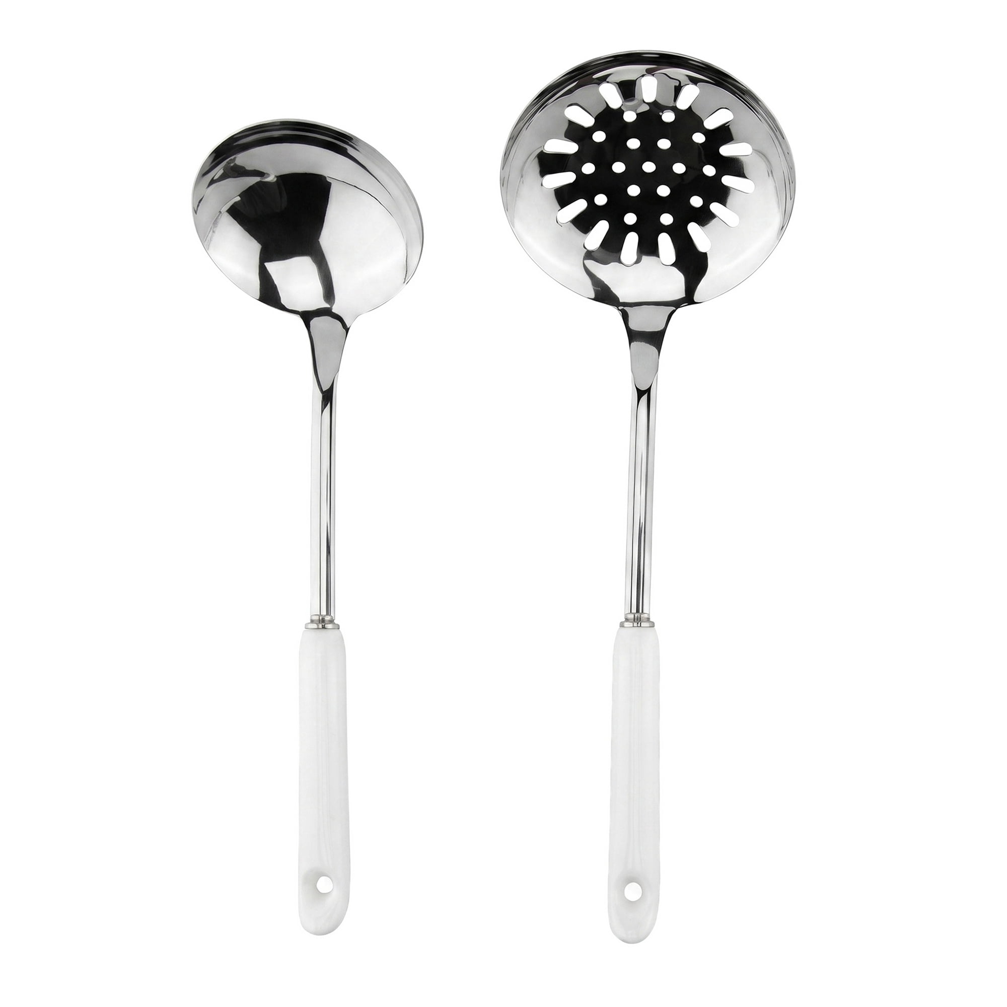 Unique Bargains Color-blocked Kitchen Utensil Set for Home Cooking White-Silver A 2pcs