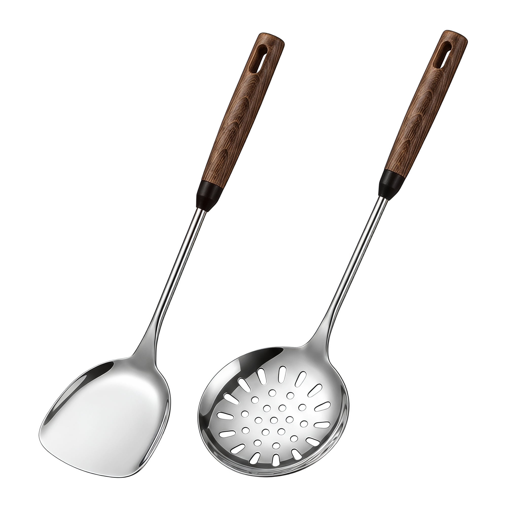 Unique Bargains Color-blocked Kitchen Utensil Set with Silicone Dark Brown B 2pcs
