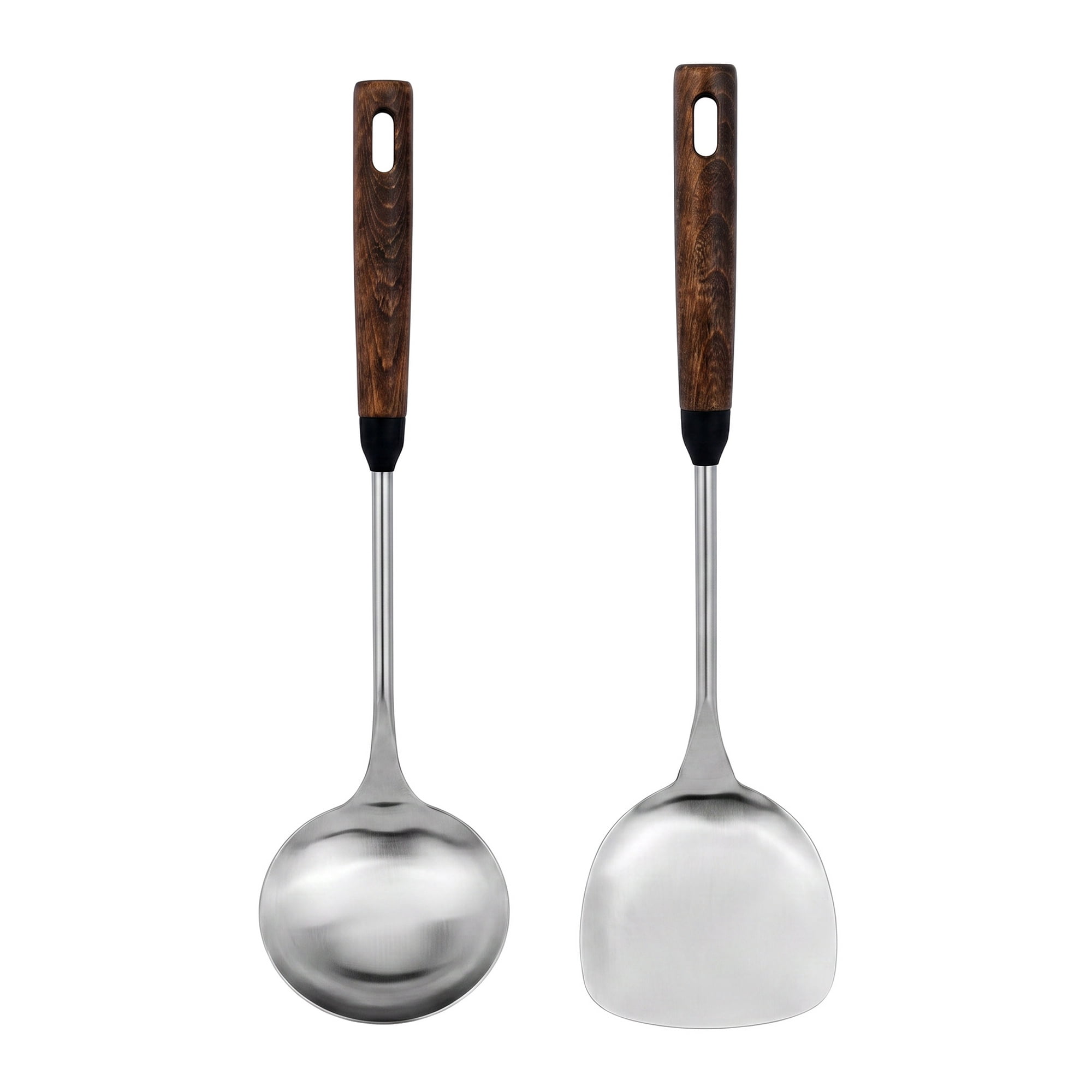 Unique Bargains Color-blocked Kitchen Utensil Set with Silicone Dark Brown C 2pcs