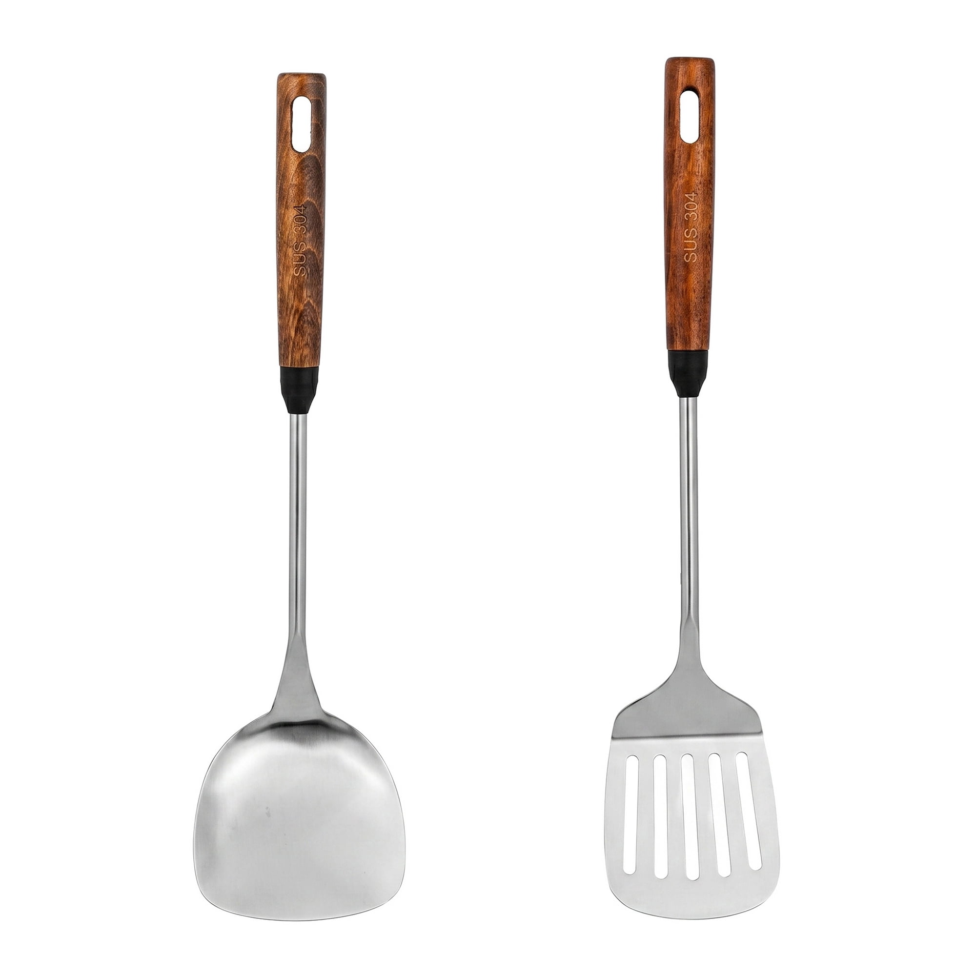 Unique Bargains Color-blocked Kitchen Utensil Set with Silicone Dark Brown F 2pcs