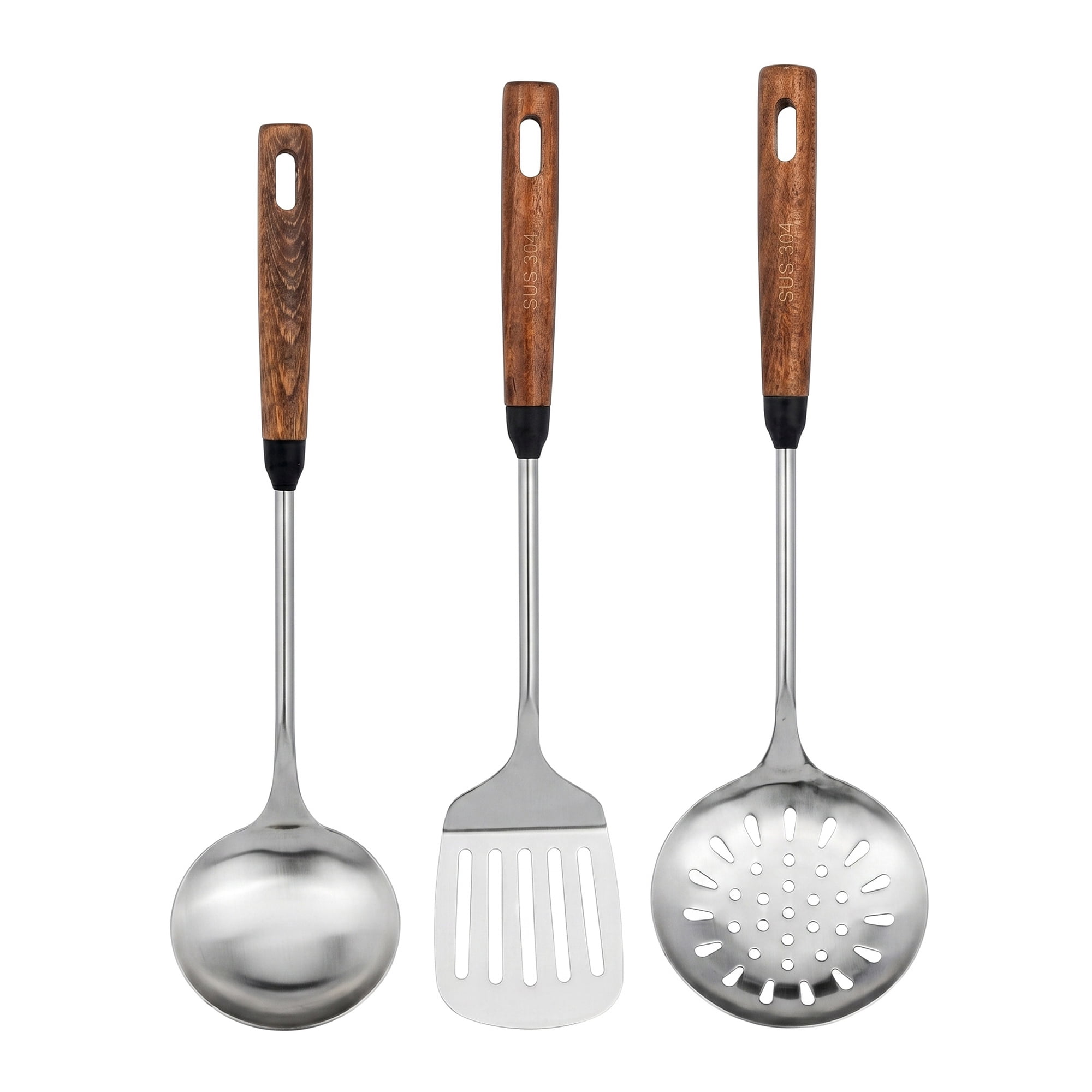 Unique Bargains Color-blocked Kitchen Utensil Set with Silicone Dark Brown H 3pcs
