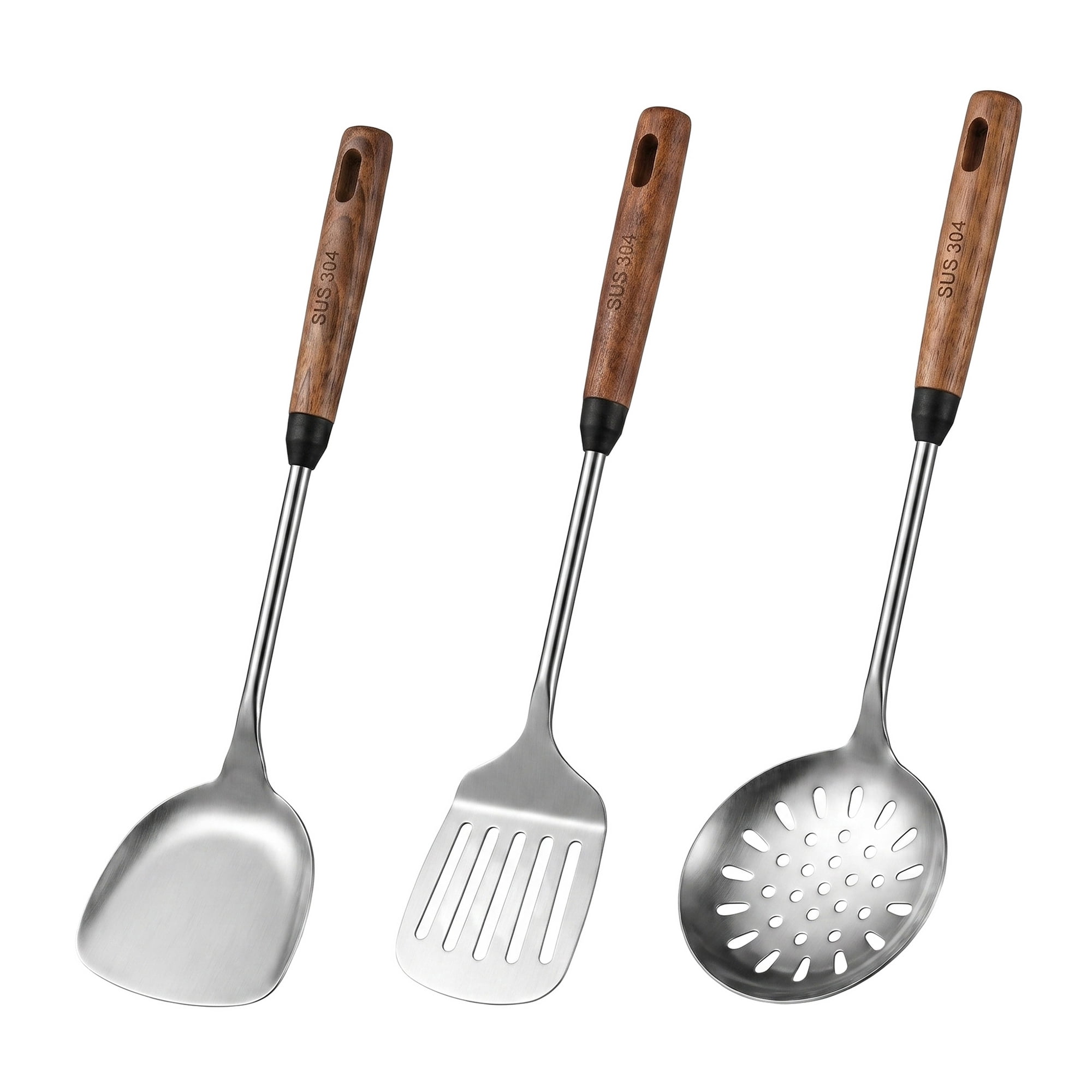 Unique Bargains Color-blocked Kitchen Utensil Set with Silicone Dark Brown J 3pcs