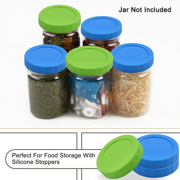 Unique Bargains Colored Plastic Mason Jar Lids Wide Mouth Mason Ball Canning Jars Food Storage Replacement 4 Pack